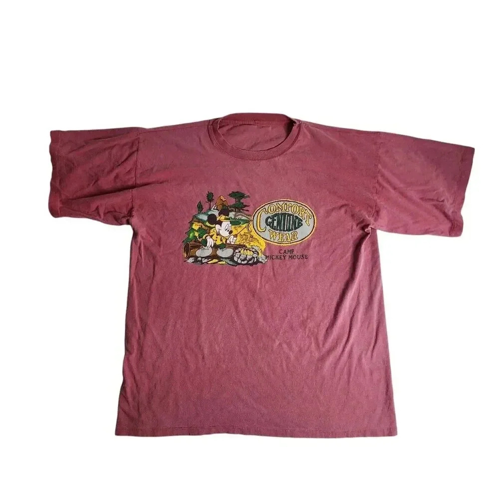 Vintage Camp Mickey Mouse Shirt Genuine Comfort Wear Pink Size XL